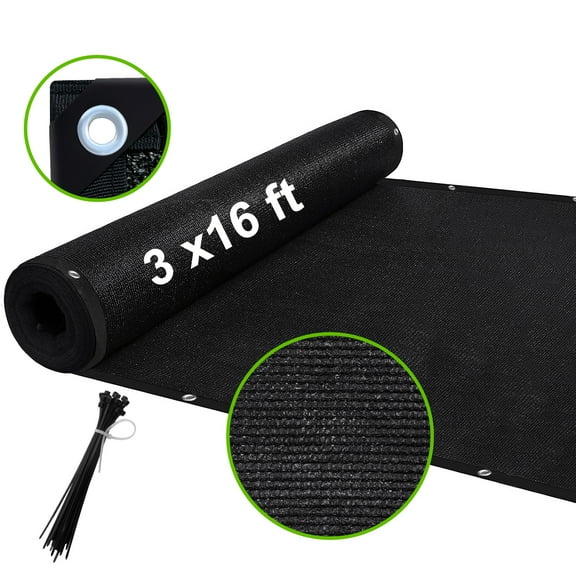 Privacy Fence Screen Heavy Duty 90% Blockage Shade Cover Fencing Net for Wall Garden Gazebo Backyard,3*16 ft, Black
