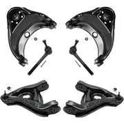 Detroit Axle - Front Upper & Lower Control Arms Outer Tie Rods Replacement for 2WD Chevy/GMC C1500 C2500 Express/Savana 1500 2500 Tahoe Yukon 6 Lug Wheel - 6pc Set