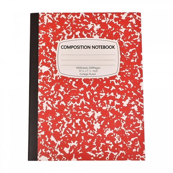 CCOCC Composition Notebook,College Ruled Composition Book,Marble Composition Notebooks for Home Office Classroom Supplies,100 Sheets per Comp Book,Hard Cover,Sewn Binding,9.8" x 7.5",Red