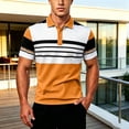 thumbnail image 2 of JAJAHO Mens Polo Shirts Short Sleeve Color Block Striped Regular Fit Summer Moisture Wicking Golf Shirts Soft Tops, 2 of 4