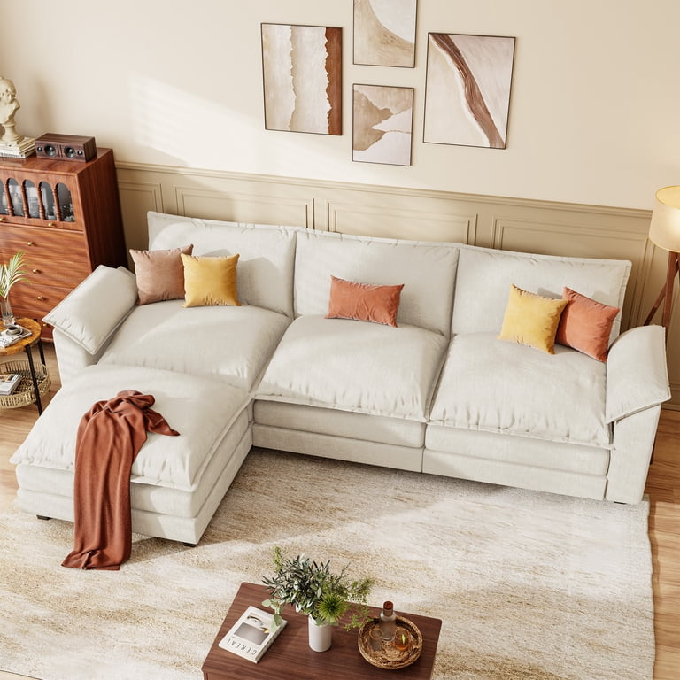 Homall Sectional Sofa, 3-Seat L-Shaped, Reversible Toffee Chair