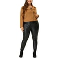 thumbnail image 2 of MODA NOVA Juniors Plus Size Zip Up Faux Suede Cropped Motorcycle Jacket, 2 of 5
