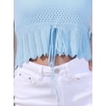 thumbnail image 5 of DARING DIVA Women's Crochet Sleeveless Tie Front Cropped Top XL Blue, 5 of 6