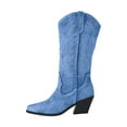 thumbnail image 6 of UngA Casual Boots for Women Cowboy Boots for Women Mid Calf Fashion Cowgirl Boots Blue,7.5, 6 of 7