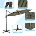 thumbnail image 2 of FLAME&SHADE 10ft LED Outdoor Round Patio Cantilever Umbrella for Beach Garden Patio and Lawn,Taupe, 2 of 7