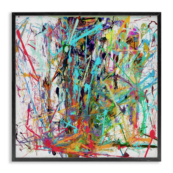 Stupell Industries Modern Urban Splatter Chaotic Abstraction Black Framed Giclee Art, 17 x 17, by Angel Estevez