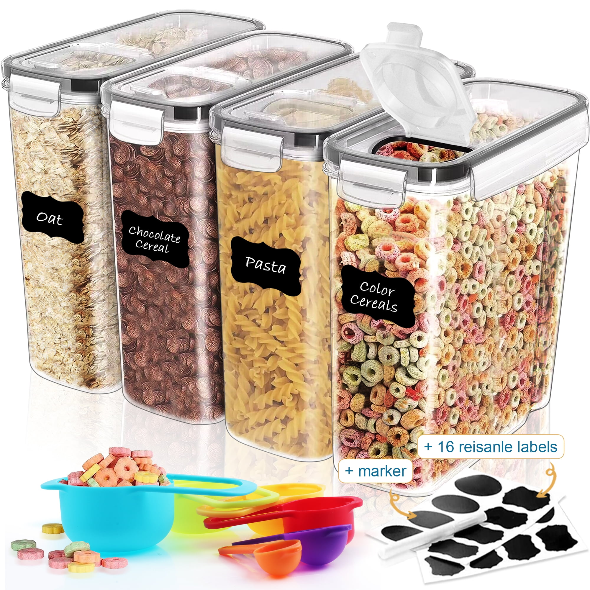 Cereal Containers Storage Set - 4 Piece Airtight Food Storage Containe –  Dwellza