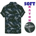 thumbnail image 2 of LA LEELA Men's Short Sleeve Button Down Casual Camp Shirts Summer Dress Shirt Tops with Pocket Spread Collar Beach Vacation Shirts for Men M Allover Sharks, Navy Blue, 2 of 5