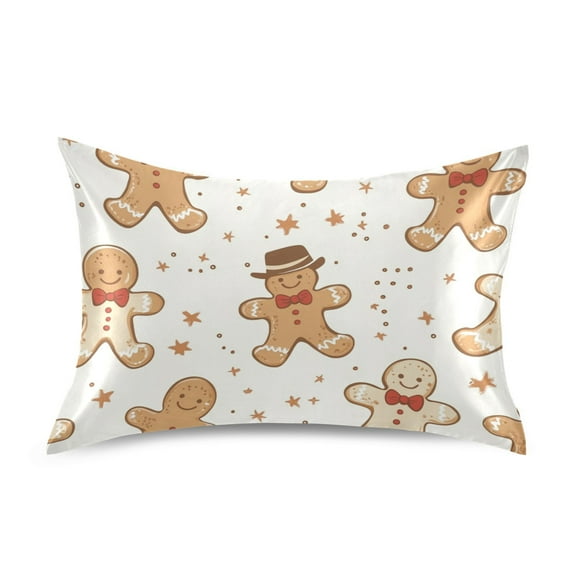 Gingerbread Cute Pillowcases Soft Satin Pillow Covers Decorative Rectangle Envelope Closure for Women Men