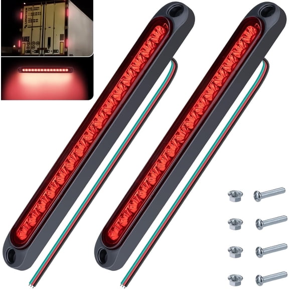 Chasenew 4 PCS Led Trailer Tail Light Bar, 10 Inch 15 Red Led Brake Lights Strip Assembly, IP67 Waterproof Trailer Light Kit for Golf Cart, for Marine Boats Golf Cart Offroad Truck RV UTV ATV