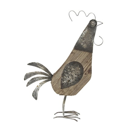 DecMode Farmhouse and Metal and Wood Rooster  Gray