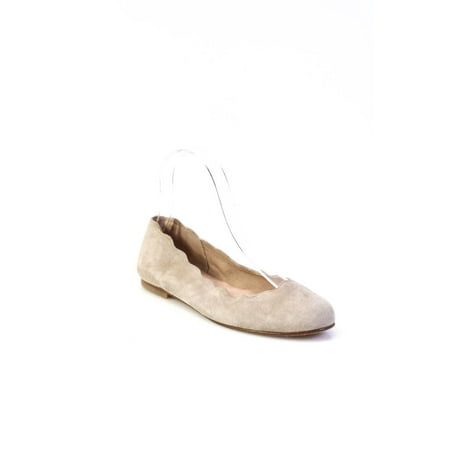 

Pre-owned|FS/NY Womens Beige Suede Scalloped Edge Ballet Flat Sandals Shoes Size 6B