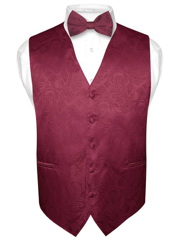 Vesuvio Napoli BOWTIE Red Paisley Color Mens Bow Tie for Tuxedo or Suit