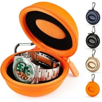 Watch Travel Case for Women: Portable Single Watch Box Organizer Travel Watch Case 1 Slot - Fits all Wristwatches & Smart Watches up to 50mm(Orange)