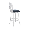 thumbnail image 3 of Lotus Faux Leather 26" Bar stool in Brushed Stainless Steel and Gray, 3 of 6