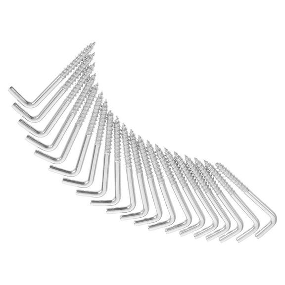 LEORX 20Pcs Galvanized Steel L Shape Hooks for Secure Wall Mounting