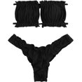 thumbnail image 1 of Traje de baño de tanga de corte alto para mujer, sin tirantes, bandeau fruncido, traje de baño de lechuga Negro - M Negro - M Xishao ropa, 1 of 2