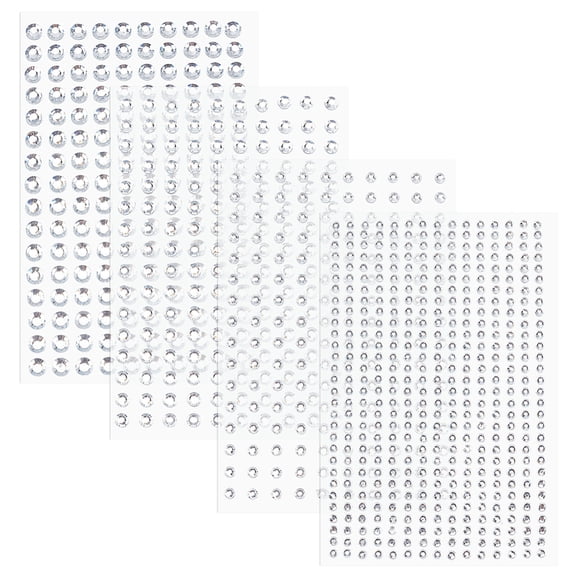 3720Pcs White Pearl Stickers Face Bead Stickers 3/4/5/6mm Small Half Round Flatback Self Adhesive Plastic Pearls Decal Sheets