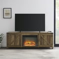 Farmhouse Barn Door Fireplace TV Stand for TVs up to 80" in Rustic Oak
