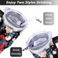 thumbnail image 5 of 40oz Pioneer Tumbler with Handle Lid and Straw,Colorful Floral Tumblers Gifts for Women Girls Men Adults（Black）, 5 of 7