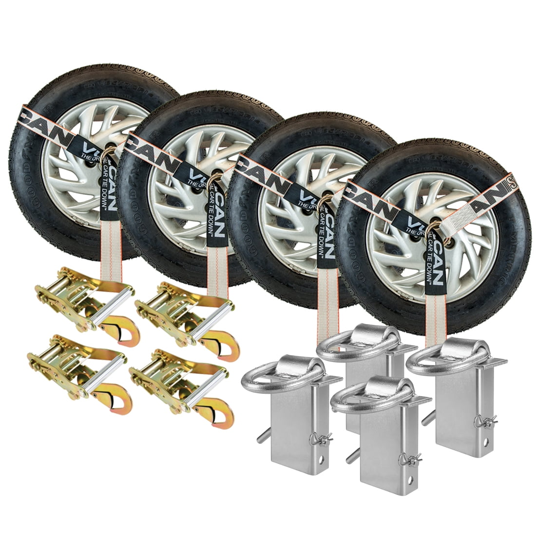 Vulcan Silver Series Lasso Style Snap Hook Tie Down Kits With Heavy