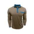 thumbnail image 3 of OHMZYZO Mens Long Sleeve Polo Shirts Casual Moisture Wicking Golf Polo Shirts Lapel Button Casual Tops with Pockets Khaki XXL, 3 of 6