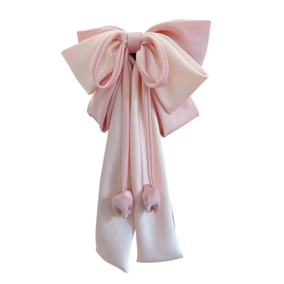 Yokua Stylish Oversized Bows Hair Barrette Long Ribbon Hair Accessory for Ladies