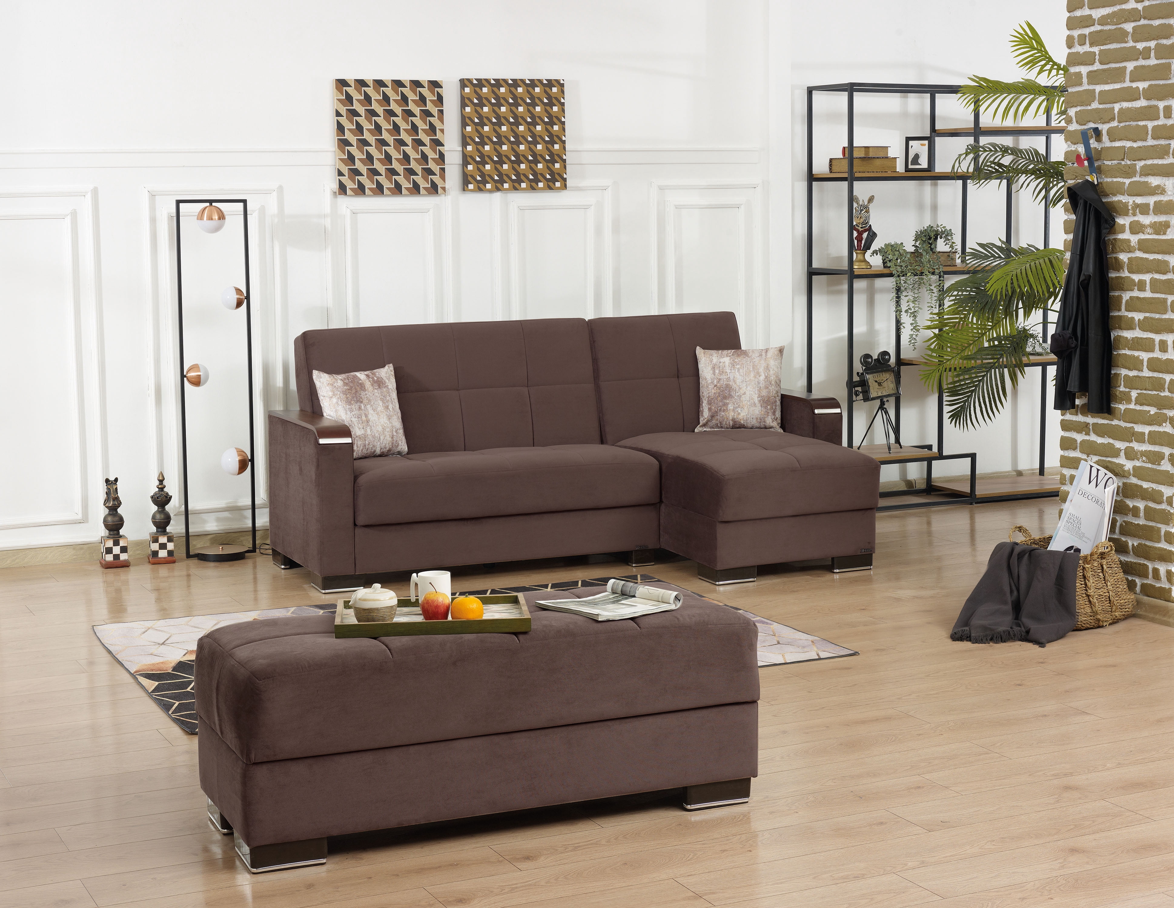 Ottomanson Origins X Upholstered Storage Ottoman, Brown