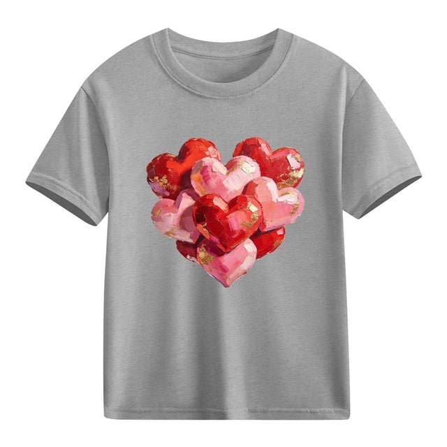 TaTaai School Season Cute Print Short Sleeve T-Shirt, Valentine's Day Casual Top, Unisex All Season Graphic Tee Gift