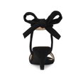 thumbnail image 2 of BLISSFUL STEP Women Open Toe Ankle Bow Tie Mid Heels Sandals Black 7, 2 of 7