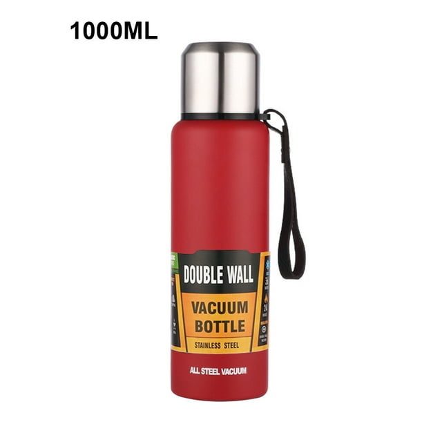 Gobelet Isotherme en Acier Inoxydable 304 Bouteille d'Eau Portable Mug Thermique de Sport, Rouge, 1000ml
