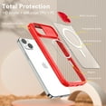 thumbnail image 2 of Crystal Clear Design for iPhone 14 Plus Case with Camera Lens Sliding Cover, Military Grade Drop Protection Non-Yellowing Slim Transparent Shockproof Phone Case for iPhone 14 Plus, Red, 2 of 6