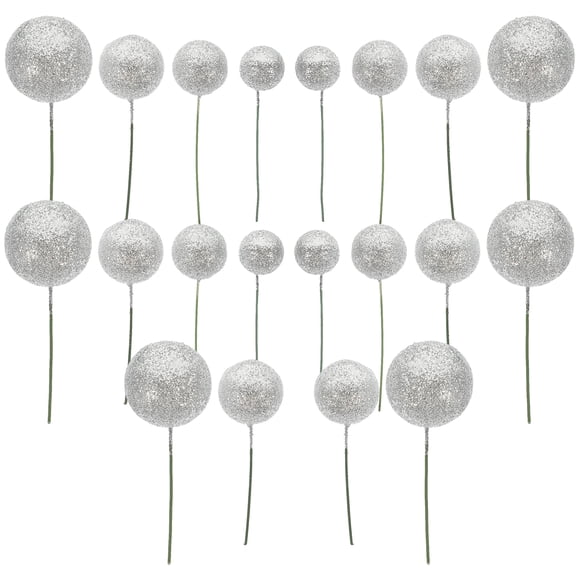 SHISUYAN 20pcs Ball Shape Cake Topper Creative Glitter Cake Decoration Widely-used Ball Decoration for DIY Project