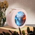 thumbnail image 6 of Fuzoiu Red And Blue Fire Mountains Print Portable Jewelry Box,Round Mini Leather Travel Jewelry Case,Small Travel Jewelry Organizer,Jewelry Holder for Ring Necklace Earring for Women Girls-Pink, 6 of 7