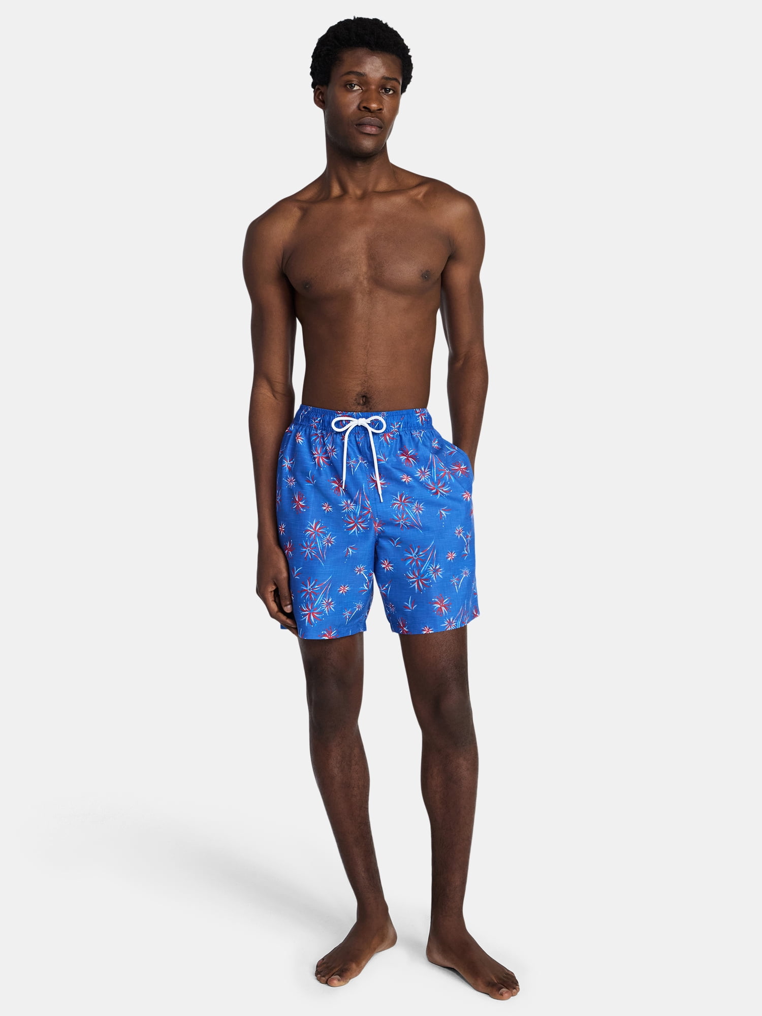 Fourth of July Men's & Big Men's Americana Swim Trunks from Way to Celebrate, 7" Inseam, Sizes S-3XL