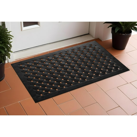 24" X 36" Black Rubber Weave Outdoor Door Mat