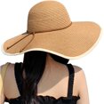 thumbnail image 1 of Beach Hats for Women Big Straw Wide Brim Summer Hat Floppy Foldable Roll up Cap Sun Hat UPF 50+, 1 of 5