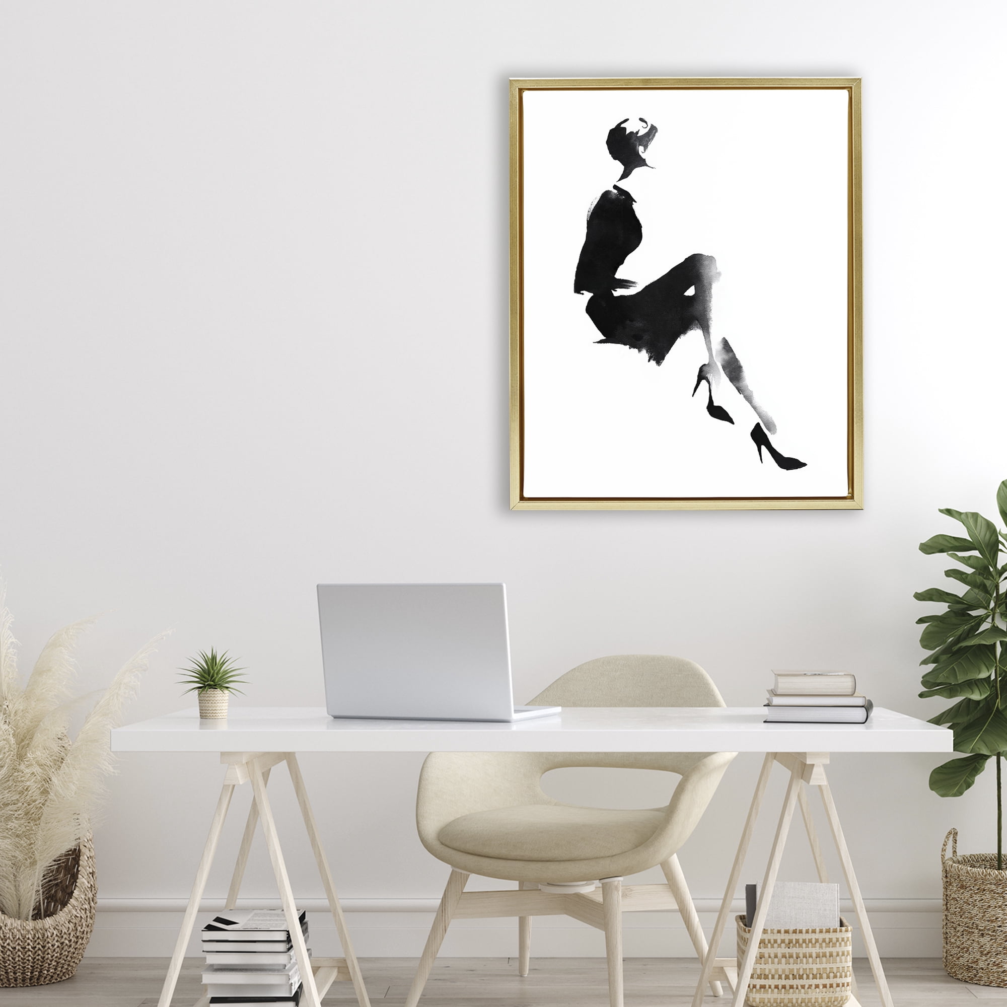 Stupell Industries Chic Silhouette Noir Gold Framed Floater Canvas Wall Art, design by Svetlana Aleynikova