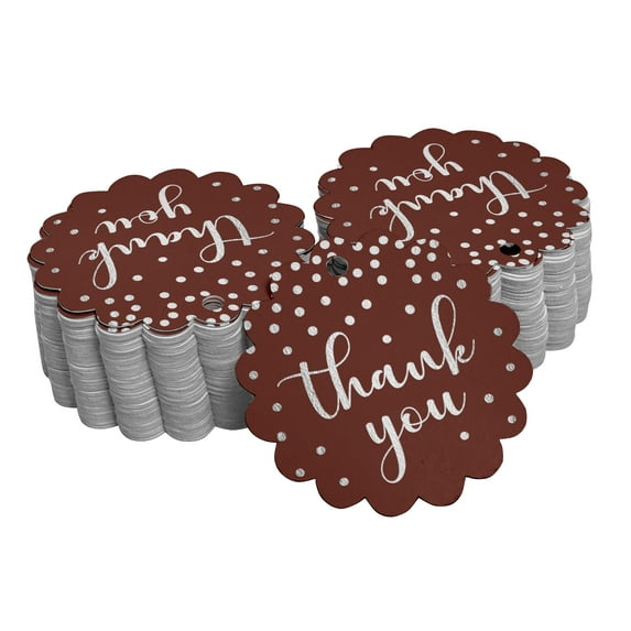 Inkdotpot Pack Of 50 Thank You Bridal Shower Favor Paper Tags Craft Real Silver Foil Hang Tags