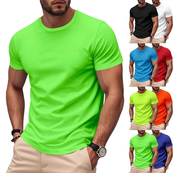 Shirt for Men Men's Solid Color Short Sleeved Outdoor Running Sports Breathable Short Sleeve Green XL