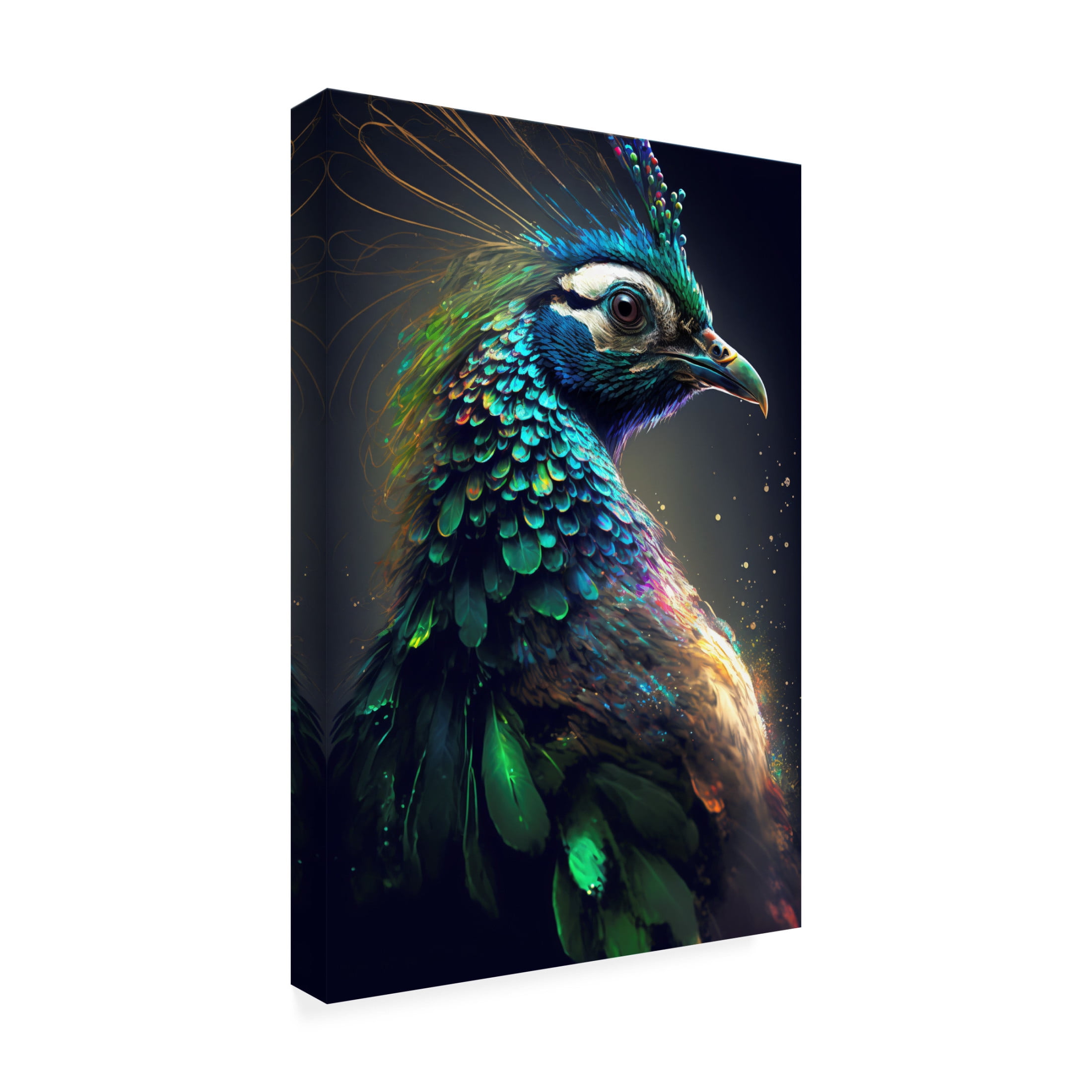 Canvas Wall Art - Ray Heere 'Proud Peacocks 36' Wall Art for Living Room, Bedroom, or Office Décor by Trademark Fine Art - 12 x 19 Inches
