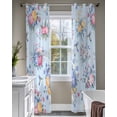thumbnail image 4 of Pink Blue Flowers Sheer Curtains 84 Inch Length 2 Panels Set for Living Room/Bedroom, Spring Floral Pastoral Birds Leaves Kitchen Curtains Grommet Semi-Sheer Curtains Window Treatments 42"x84"x2, 4 of 7