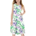 thumbnail image 6 of Spazoro Little & Big Girls A-Line Dress, Floral Print Crew Neck 2025 New Style Sleeveless Summer Dresses for Child Girls Multicolor Size 9 T, 6 of 7