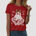 thumbnail image 2 of enyan Halloween Women'sShirts Pumpkin Graphic Cute Ghost Tops Tee for Women Short Sleeve Casual T-Shirt Ladies October Top Comfortable Printed Shirt Fall Red,L, 2 of 5