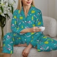 thumbnail image 4 of Goofa Cute Shark Turtle Printed Women’s 2 Piece Pajama Set Super,Pajamas Women's Long Sleeve Sleepwear Soft Button Down Loungewear Pjs Lounge Set Nightwear-Small, 4 of 9