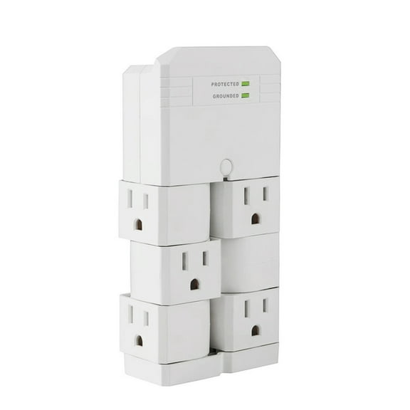 Uninex 6 Rotating Outlet Wall Tap with 1080J Surge Protection Low Profile EMI/RFI Filtering UL Listed