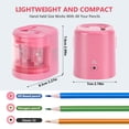 thumbnail image 6 of Eagle Electric Pencil Sharpener, Battery or USB Operated, Dual Holes, Dual Blades, fit for Pencils of Size 6-8mm and 9-12mm (Pink), 6 of 7