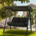 thumbnail image 1 of YODOLLA Balançoire de Porche en Acier pour 2 Personnes avec Auvent pour Patio Extérieur - Noir, 1 of 8