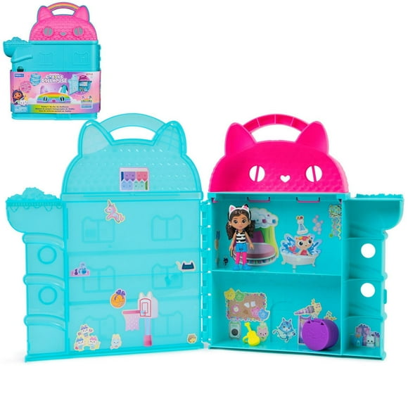 Gabby’s Dollhouse, On-The-Go Dollhouse, 12-Inch Playset with Gabby Girl Toy Figure and Dollhouse Furniture Stickers, Kids Toys for Girls and Boys Ages 3 and up!, Gabby’s Dollhouse