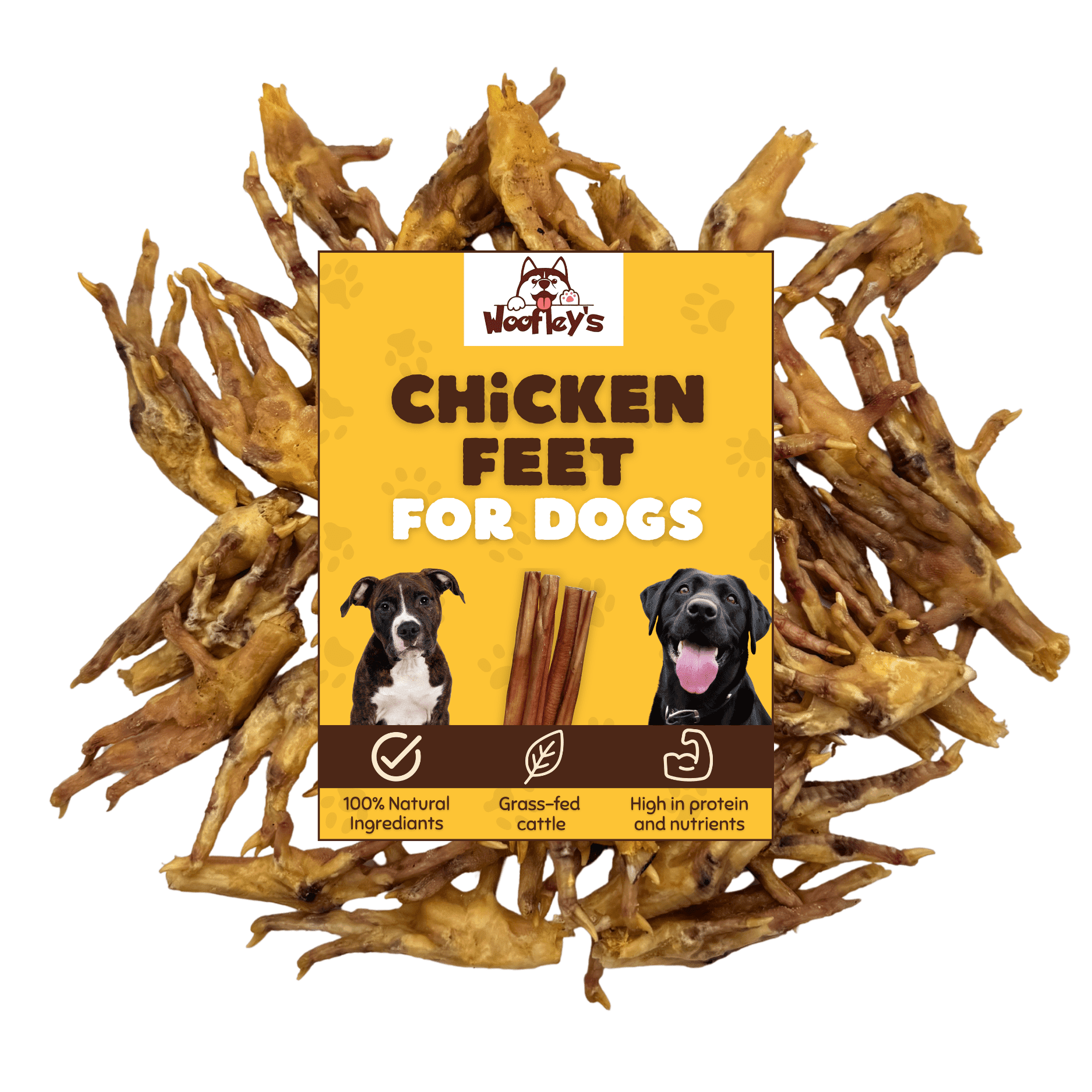 Woofley’s Natural Chicken Feet Dog Treats, 30 Count